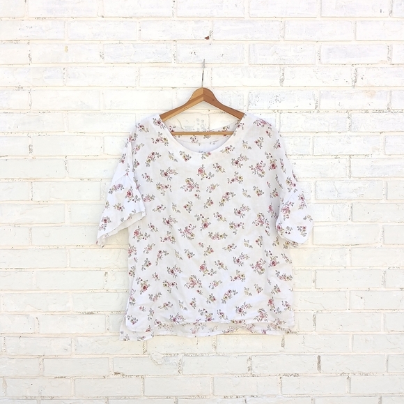 Bellambia Linen Top Boxy Floral Italy - Picture 2 of 8